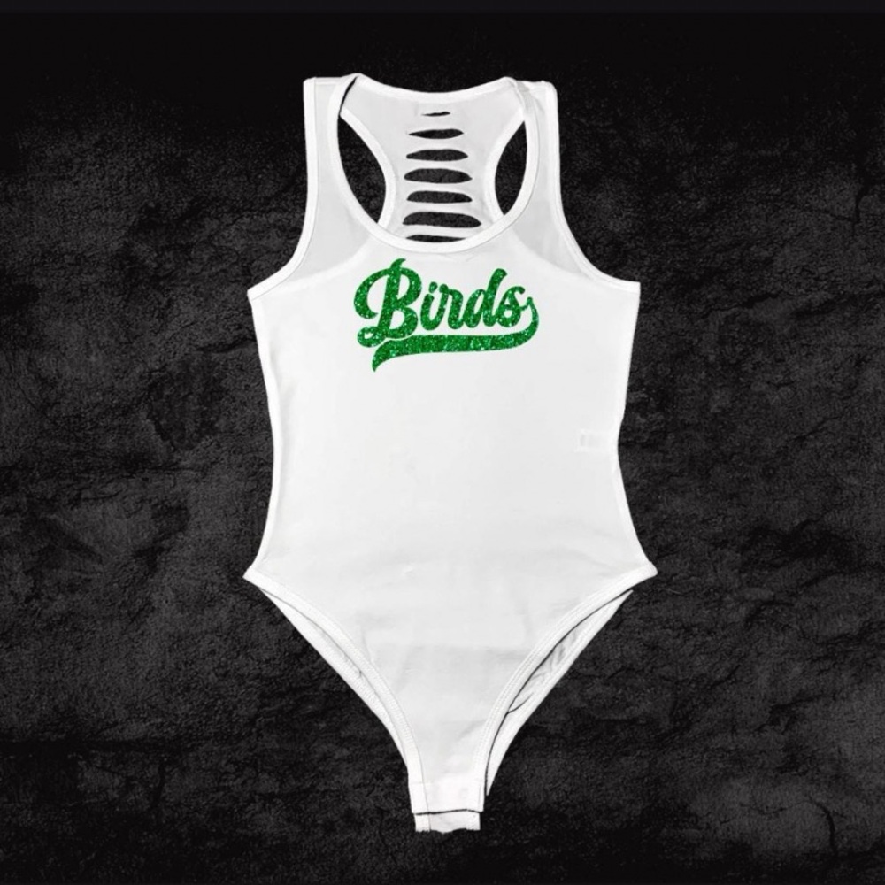 Green/Black Birds Glitter/Eagle Nation Handmade Bodysuit, Football Game outfit
